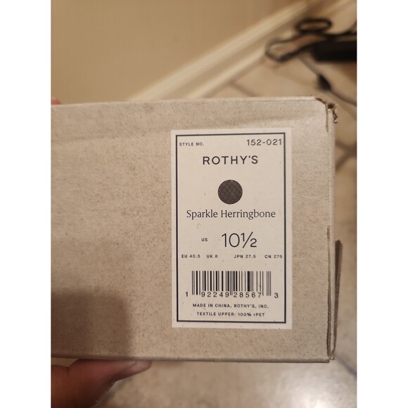 Rothy's "The Point" Flats in "Sparkle Herringbone" Black & Gold Size 10.5 - Picture 10 of 12